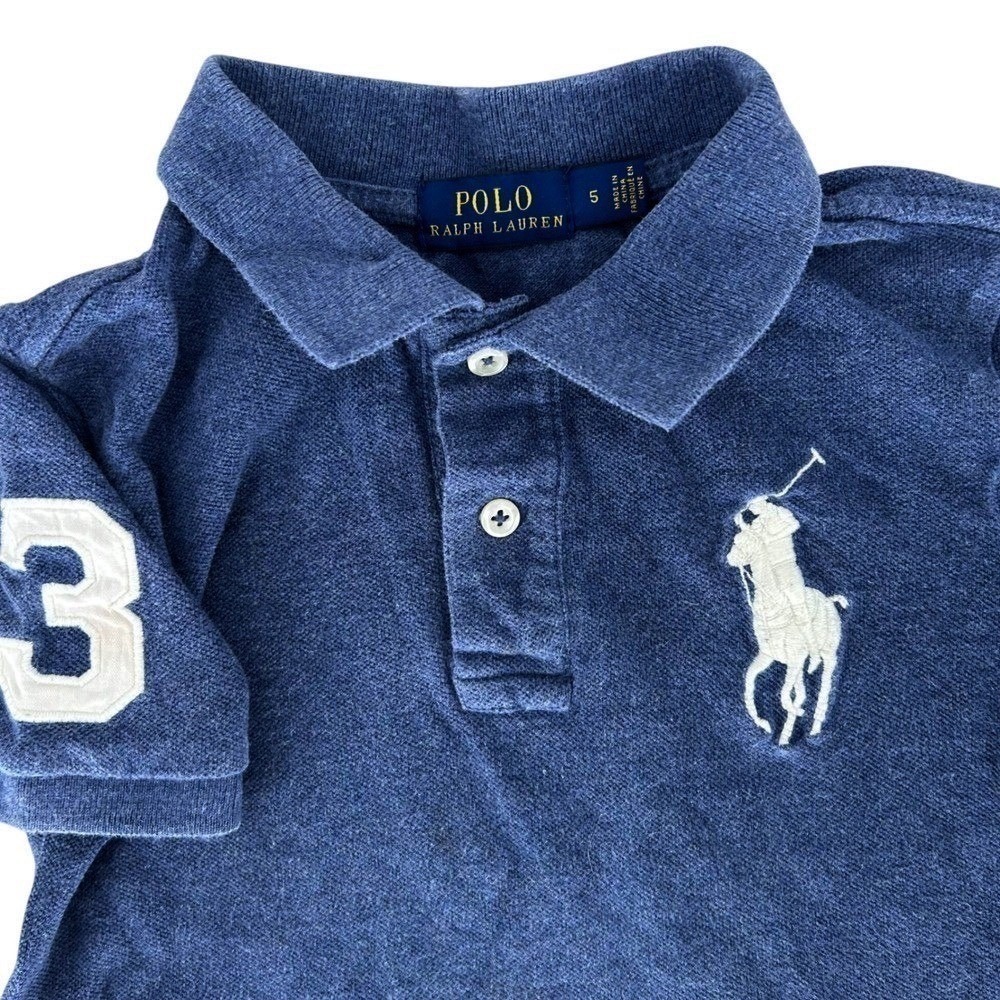 Polo‎ Ralph Lauren Polo Shirt Boys 5 Blue Big Pony Short Sleeve Classic Preppy